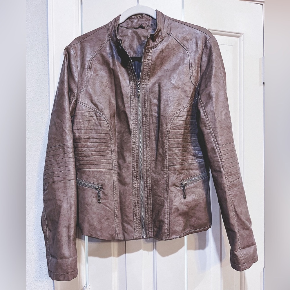 Tan faux leather jacket